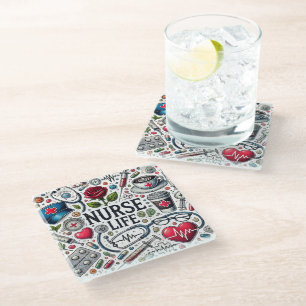 Posavasos De Vidrio Vida de Enfermera Divertida