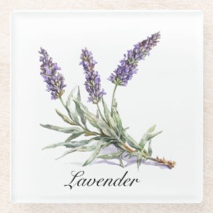 Posavasos De Vidrio Vida herbal: Lavanda, personalizable
