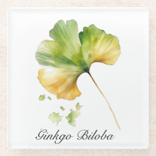 Posavasos De Vidrio Vida herbal: personalizable Ginkgo Biloba