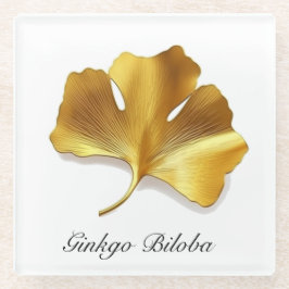 Posavasos De Vidrio Vida herbal: personalizable Golden Ginkgo Biloba
