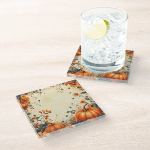 POSAVASOS DE VIDRIO VIDES DE CALABAZA DE OTOÑO NARANJA
