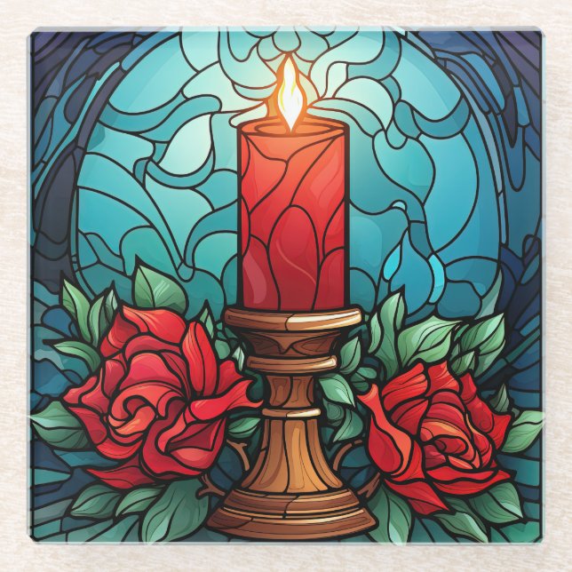 Posavasos De Vidrio Vidrio de Candle Staines para navidades (Anverso)