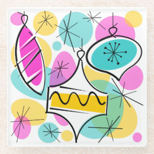Posavasos De Vidrio Vidrio de montaña Retro Tree Baubles