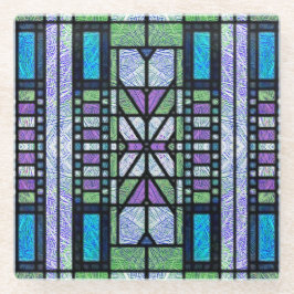 Posavasos De Vidrio Vidrio manchado Art Deco en Lilac y azul