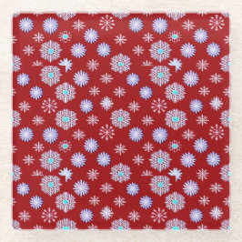 Posavasos De Vidrio Viejas copas de nieve en rojo