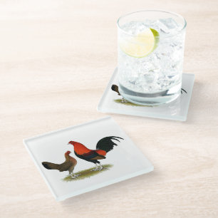 Posavasos De Vidrio Viejo juego inglés Bantams: BB Red Pair
