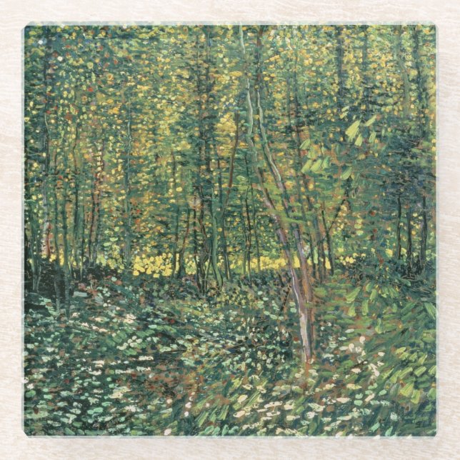 Posavasos De Vidrio Vincent van Gogh | Árboles y subcrecimiento, 1887 (Anverso)