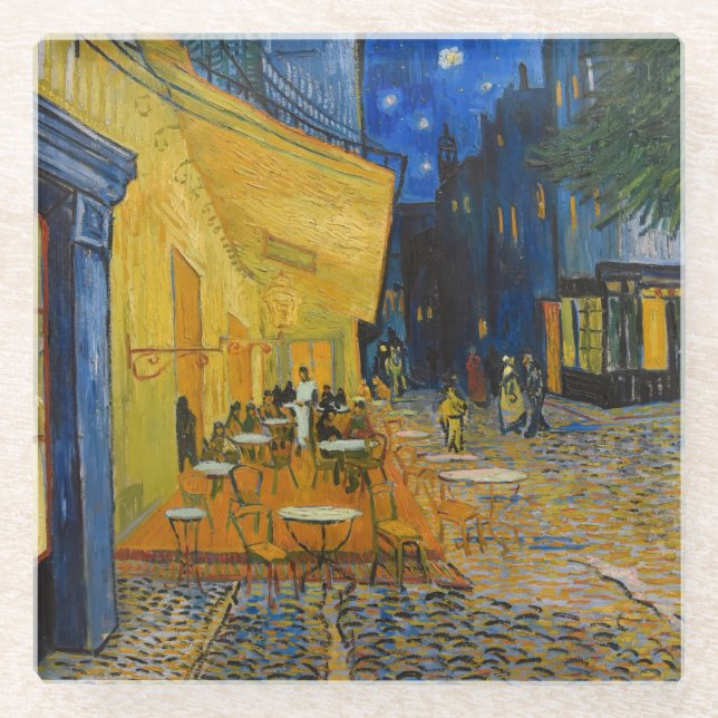 Posavasos De Vidrio Vincent van Gogh - Cafe Terrace de noche (Anverso)
