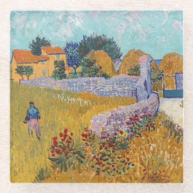 Posavasos De Vidrio Vincent van Gogh - Casa de campo en Provenza (Anverso)