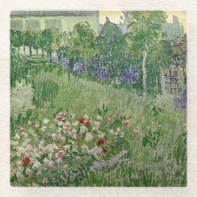 Posavasos De Vidrio Vincent van Gogh jardín del | Daubigny, 1890 (Anverso)