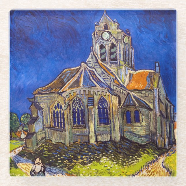 Posavasos De Vidrio Vincent van Gogh - La Iglesia de Auver (Anverso)