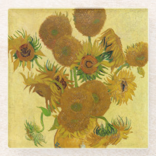 Posavasos De Vidrio Vincent van Gogh - Vase con quince girasoles