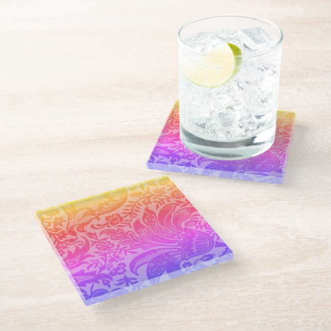 Posavasos De Vidrio Viñeta William Morris Rainbow Botánico (Angular)