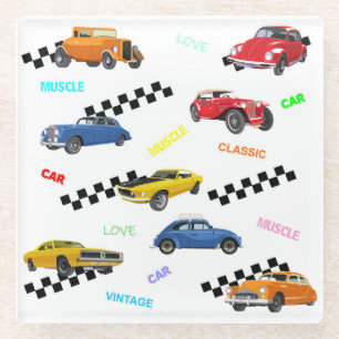 Posavasos De Vidrio Viñetas Guay y autos clásicos todos en un solo lug