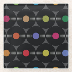 Posavasos De Vidrio Vinilo Geométrico: Sencillo Fondo Sin Marea.