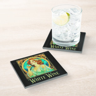 Posavasos De Vidrio Vino blanco Art Nouveau