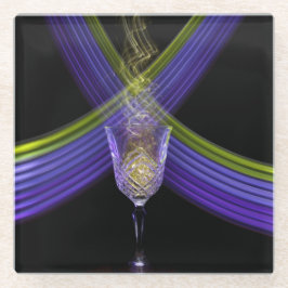 Posavasos De Vidrio Vino del tiempo en negro