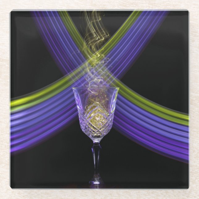 Posavasos De Vidrio Vino del tiempo en negro (Anverso)