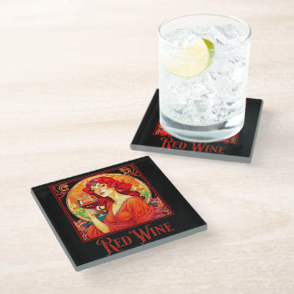 Posavasos De Vidrio Vino rojo Art Nouveau