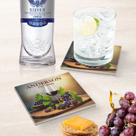 Posavasos De Vidrio Vino vintage con fruta