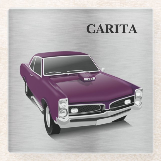 Posavasos De Vidrio Vintage Classic Car Glass Coaster (Anverso)