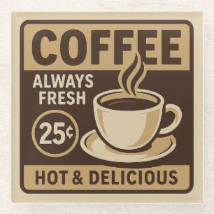 Posavasos De Vidrio Vintage Coffee Shop Glass Coaster
