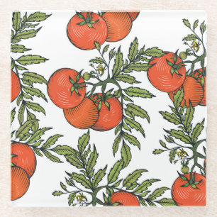 Posavasos De Vidrio Vintage de tomate: Ilustracion del mercado agrícol