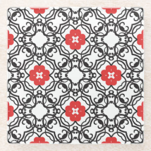 Posavasos De Vidrio Vintage floral intemporal: clásico sin inconvenien