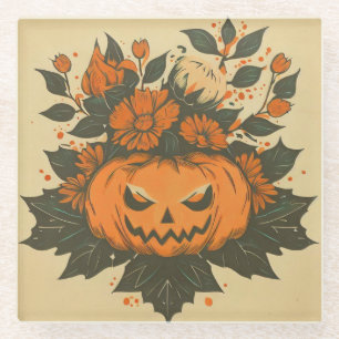Posavasos De Vidrio Vintage/Halloween/Caída/Calabaza