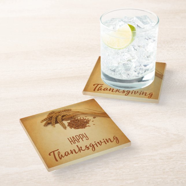 Posavasos De Vidrio Vintage Happy Thankcome Trin (Angular)