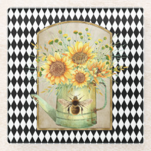 Posavasos De Vidrio Vintage Harlequin Garden Sunflowers