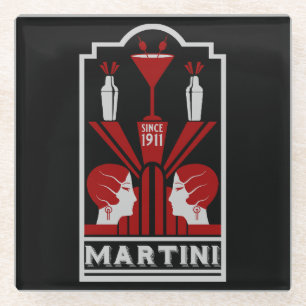 Posavasos De Vidrio Vintage Martini Art Deco