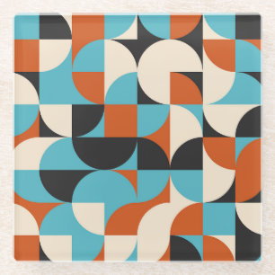Posavasos De Vidrio Vintage moderno: Formas Retro Geométricas.