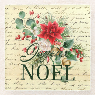 Posavasos De Vidrio Vintage Rustic French Joyeux Noel