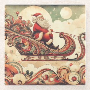 Posavasos De Vidrio vintage/whimsical/santa/Navidades