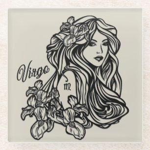 Posavasos De Vidrio Virgo La Virgen Zodíaco Dorado