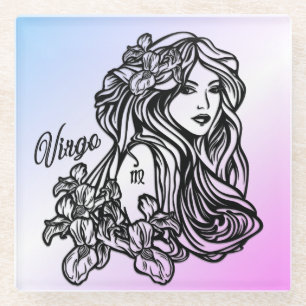 Posavasos De Vidrio Virgo La Virgen Zodíaco Púrpura