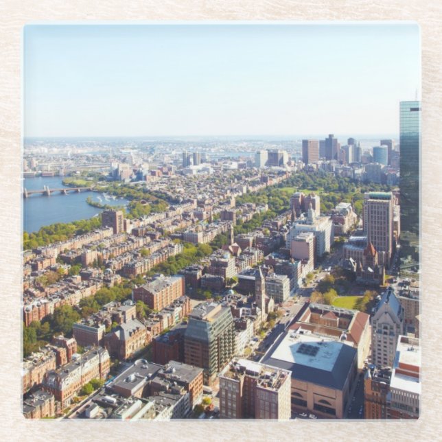 Posavasos De Vidrio Vista aérea de Boston (Anverso)