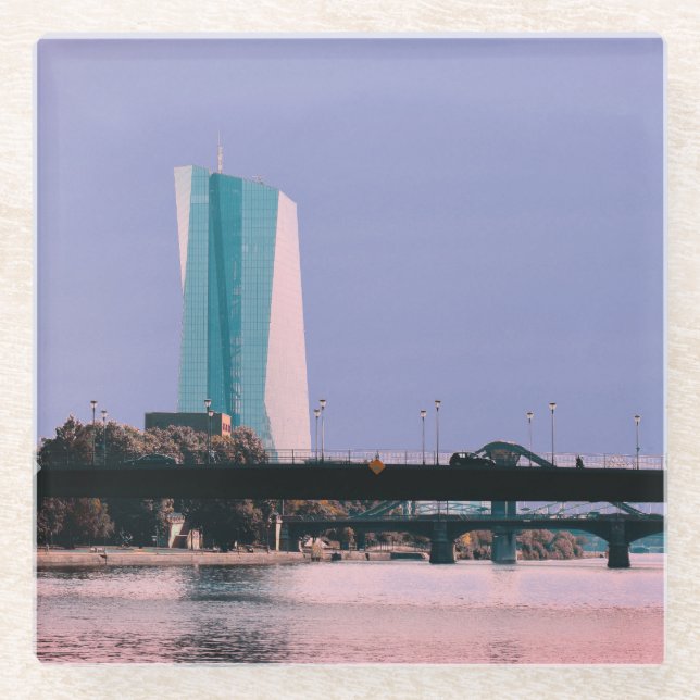 Posavasos De Vidrio Vista de Fráncfort (Anverso)