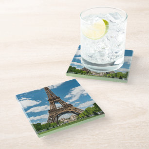 Posavasos De Vidrio Vista de la Torre Eiffel desde el Parque Público C