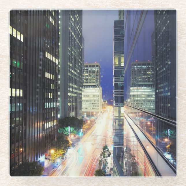 Posavasos De Vidrio Vista de los edificios de oficina del distrito (Anverso)