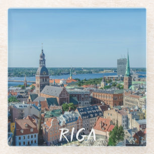 Posavasos De Vidrio Vista del centro de Riga desde arriba