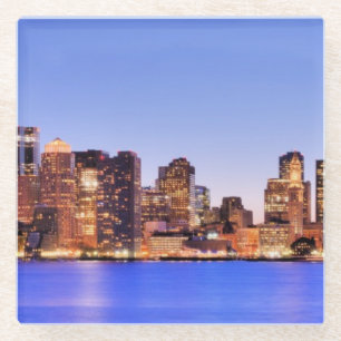 Posavasos De Vidrio Vista del distrito financiero de Boston céntrica