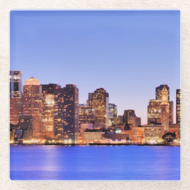 Posavasos De Vidrio Vista del distrito financiero de Boston céntrica (Anverso)