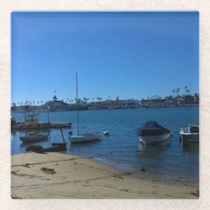 Posavasos De Vidrio Vista desde la isla de Balboa, Newport Beach, Cali