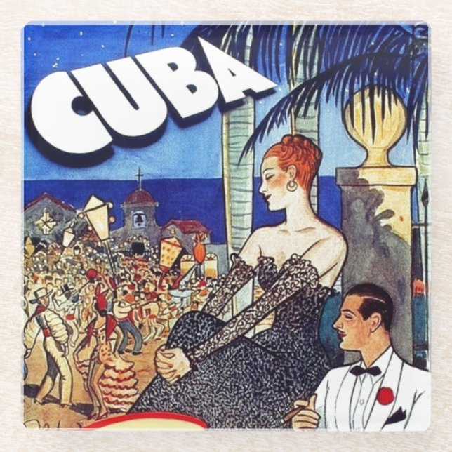 Posavasos De Vidrio Vistar Cuba tan cerca de tan rápido viaje (Anverso)