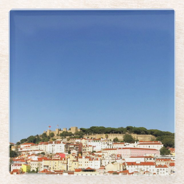 Posavasos De Vidrio Vistas de Lisboa a Portugal (Anverso)