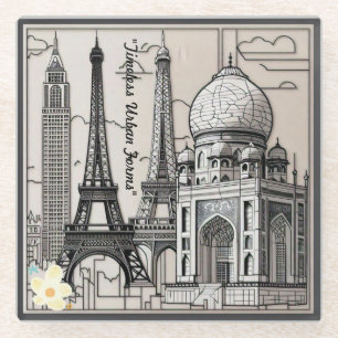 Posavasos De Vidrio "Vistas y líneas de la ciudad"