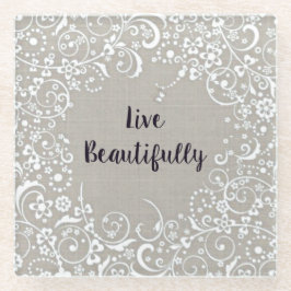 Posavasos De Vidrio Vive Bellamente Gris Linen-Vintage