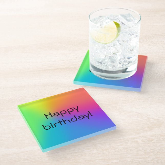 Posavasos De Vidrio Vivid Rainbow Ombre Birday Party (Angular)